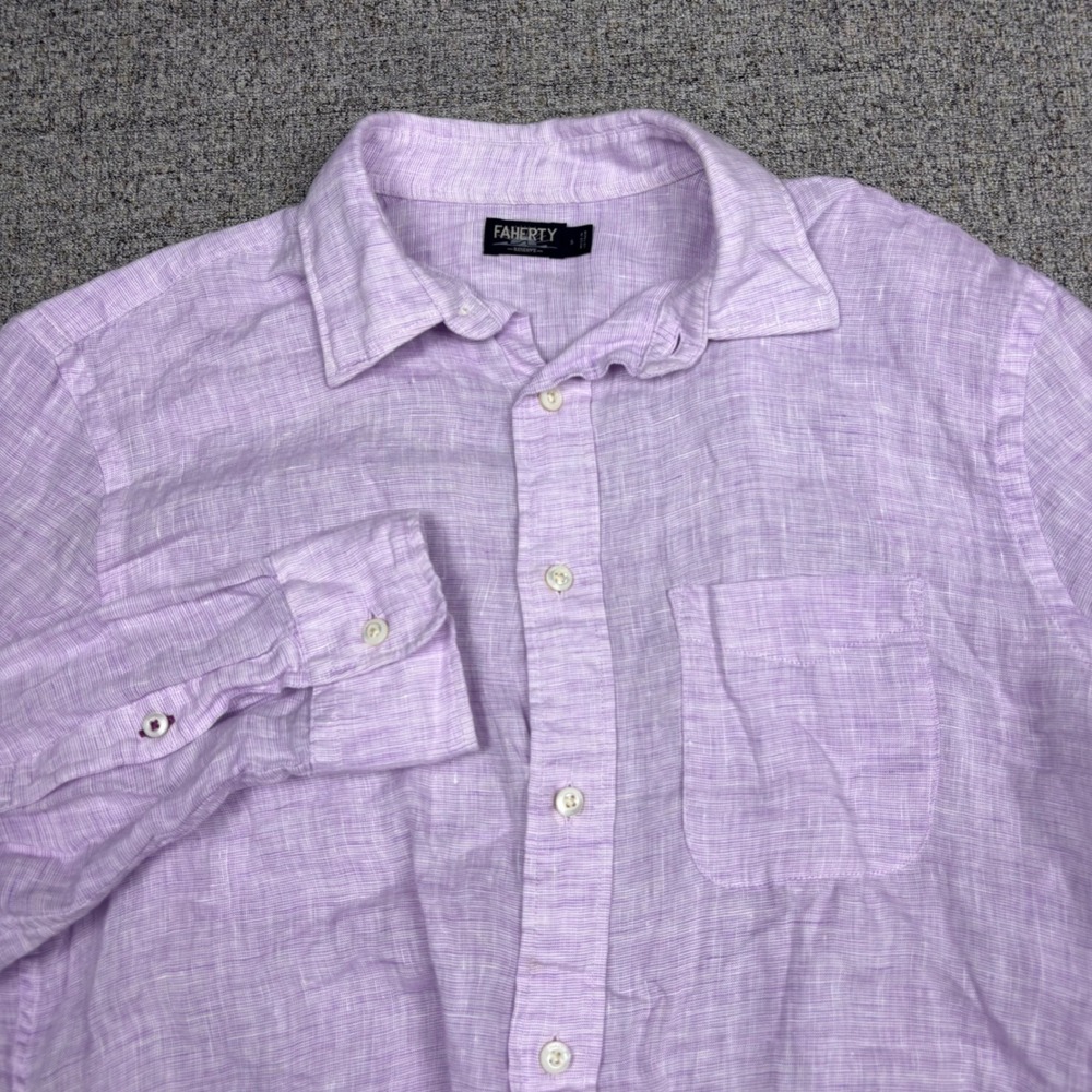 Faherty Linen Button Down Mens S Reserve Lavender Purple Long Sleeve Shirt